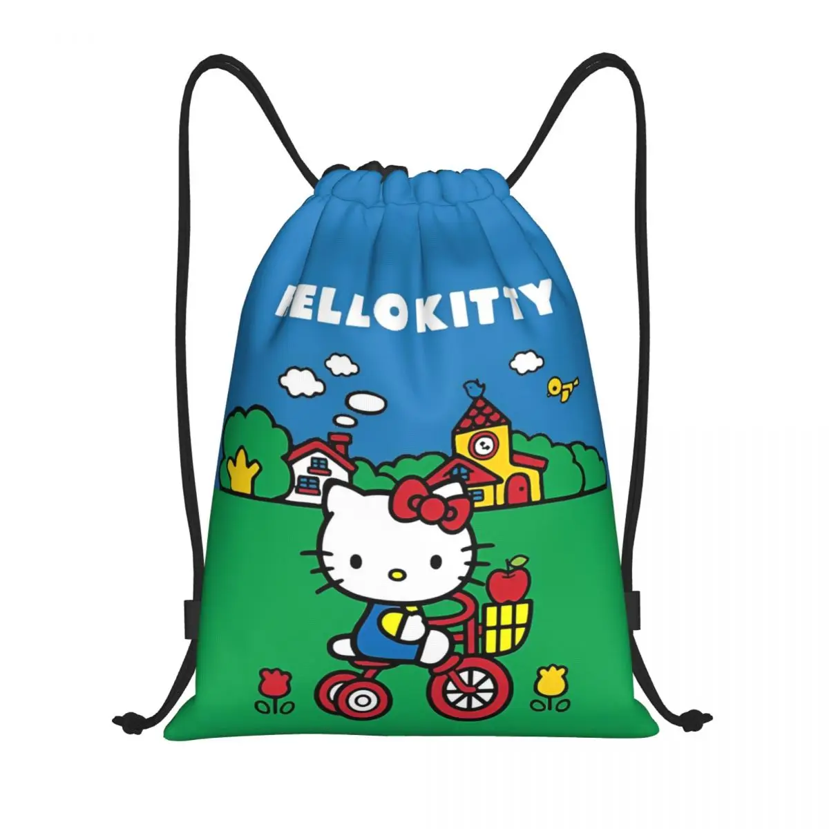 Cartoon Cute Hello Kitty Drawstring Bags Sports Backpack Gym Sackpack HelloKitty String Bag for Running