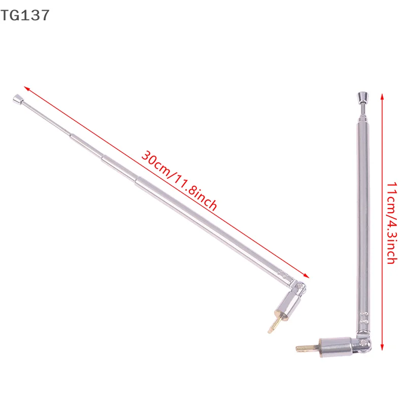 1Pc Universal Stainless Steel AM FM Radio Antenna 4 Section Telescopic Head Speaker Radio Pull Rod