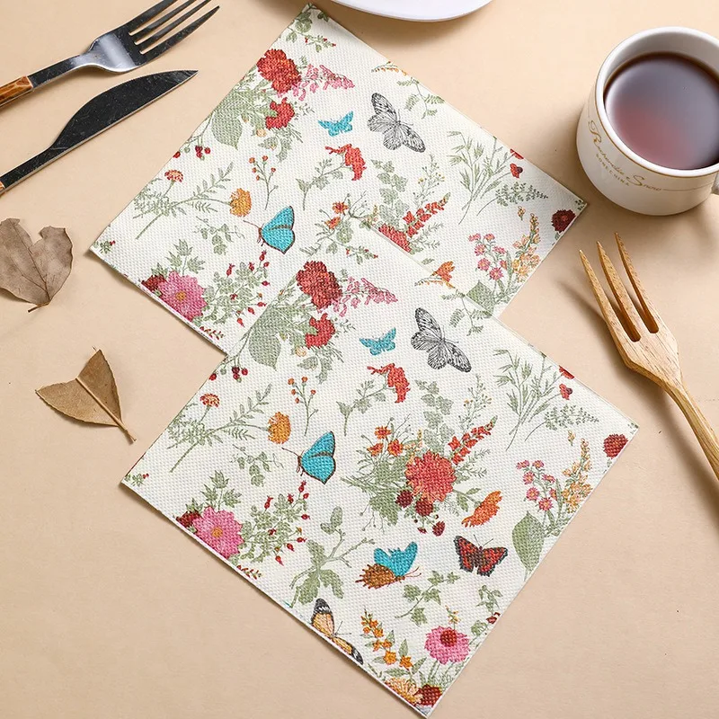 20 Teile/paket 33x33 cm Blume Gedruckt Papier Einweg Tisch Abendessen Serviette Taschentücher Hochzeit Party Dekoration – Detail 8
