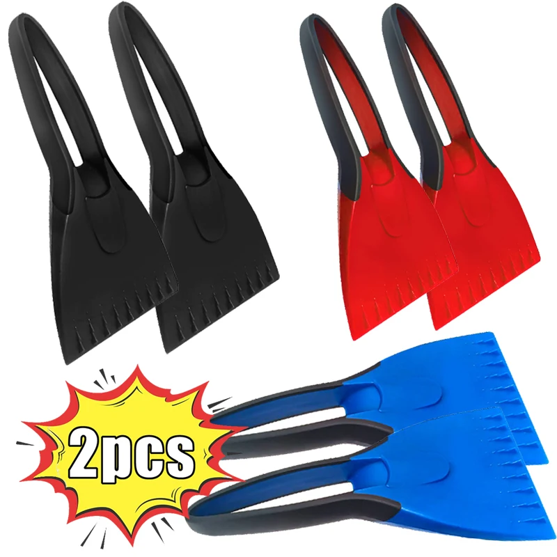 

2pcs Car Ice Scrapers Silicone Snow Brush Soft Anti-skid Handle Ice Scraper Auto Snow Shovel Removal Auto Winter Accessories