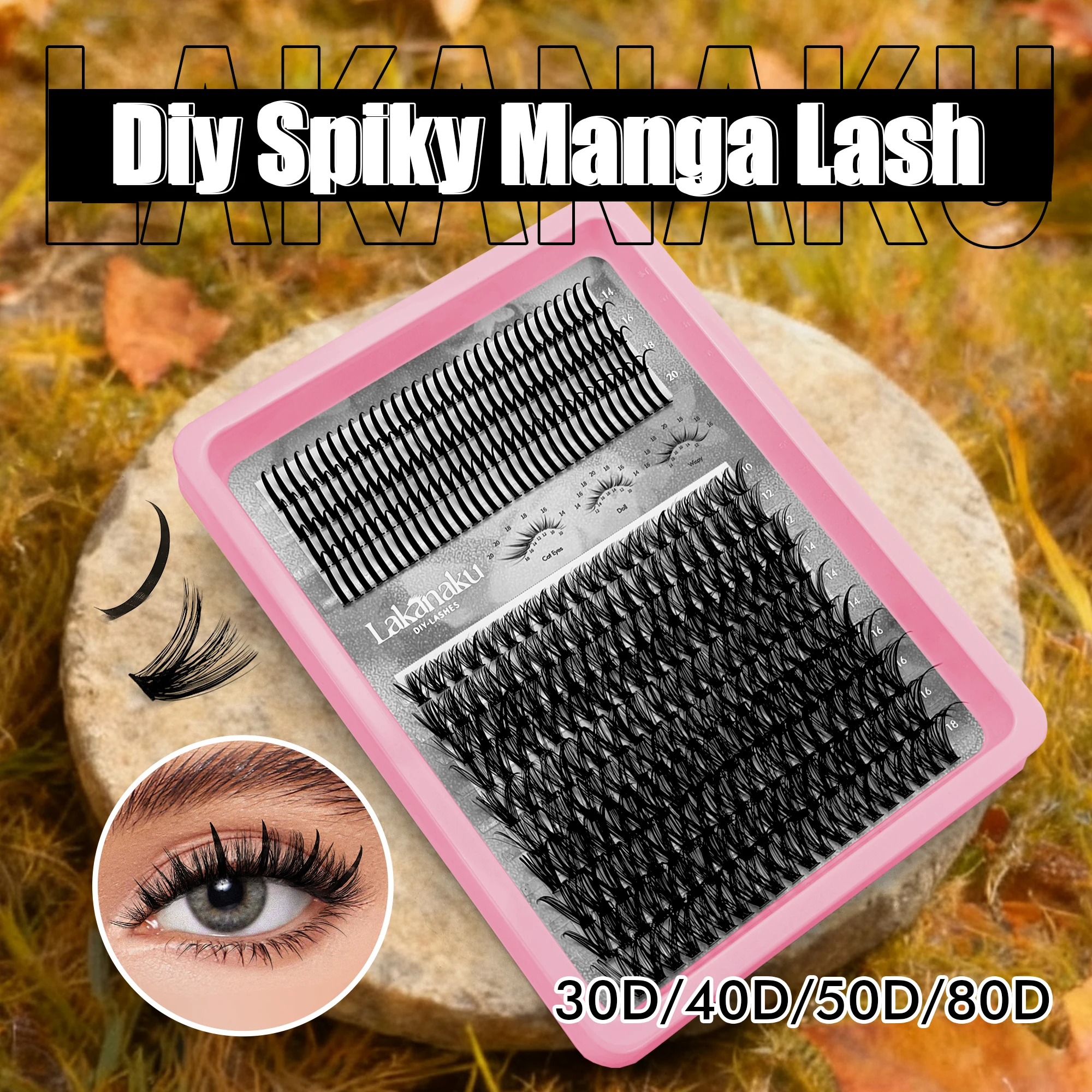 LAKANAKU Faux Cils Volumen Russe ciglia finte ciuffetti Manga-Wimpern Cluster flauschige Cluster-Wimpern wispy mit Spikes und Unterteilen