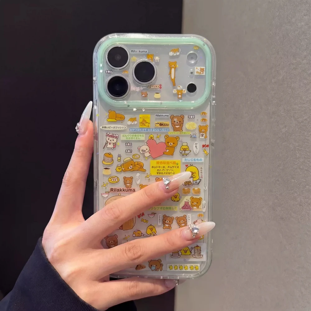 Coque de téléphone antichoc rigide avec lanière motif ours Rilakkuma