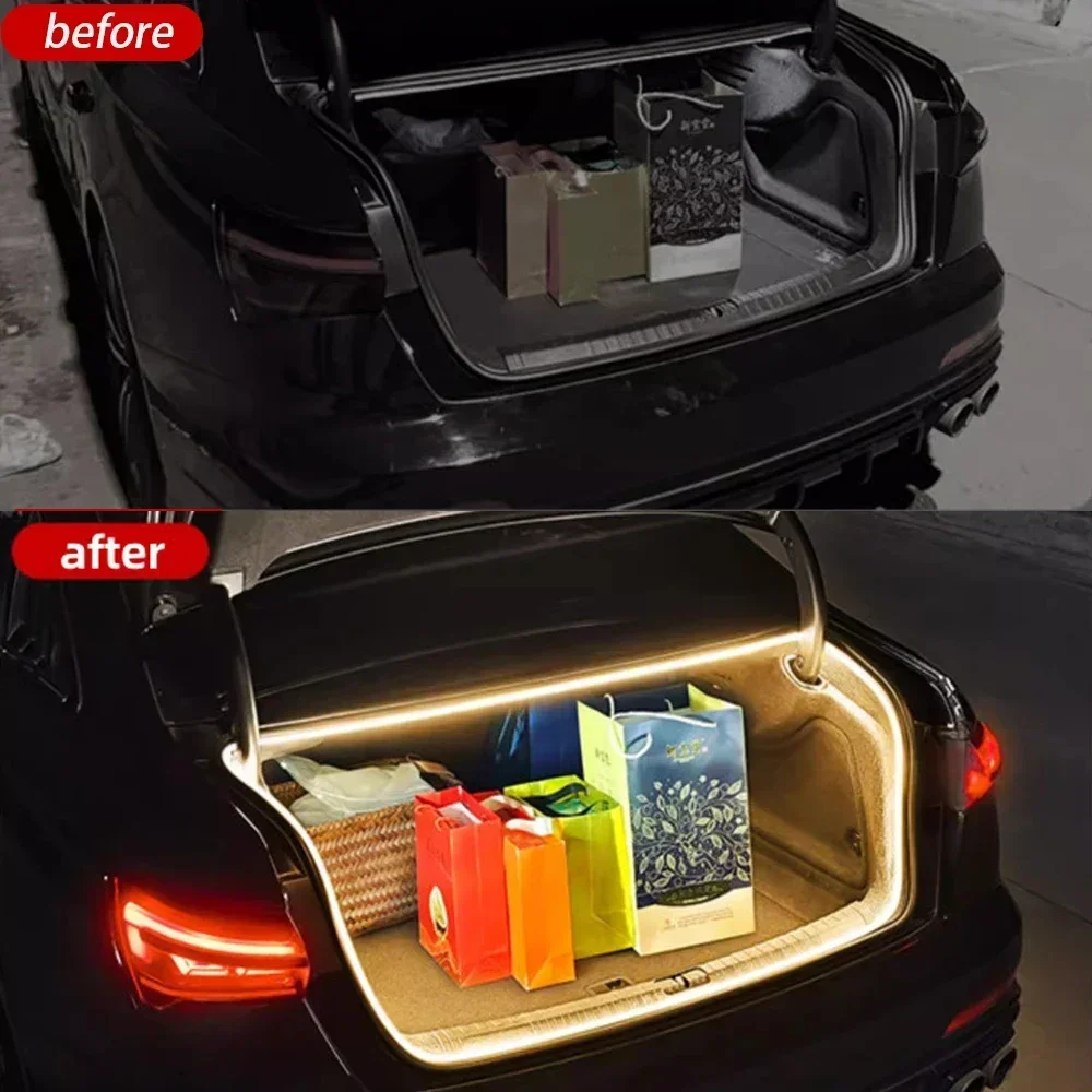 For Audi  A4 A6 2017 2018 2019 2020 2021 2022 2024 3M 12vCar Trunk Light Ambient Decorative Atmosphere Lamp Led Flexible Strip