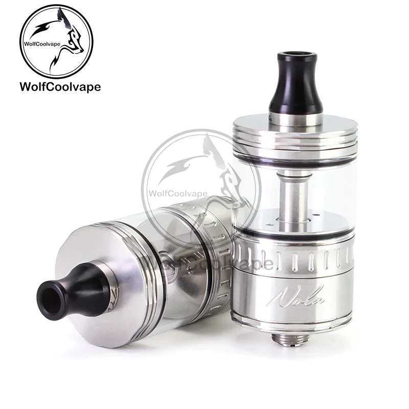 Wolfcoolvape NOLA RTA خزان قابل لإعادة البناء 22 مم 3.2 مل رذاذ فضي مع دبابيس هواء 0.8-3.5 مم لتجربة Vaping MTL وDL