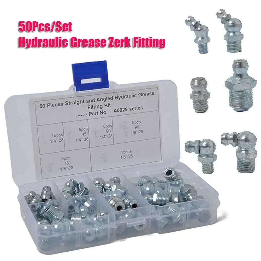 50 sztuk/zestaw 1/4 "1/8" dysza samochodowa wtryskiwacz paliwa akcesoria samochodowe hydrauliczne smarowanie asortyment złączek