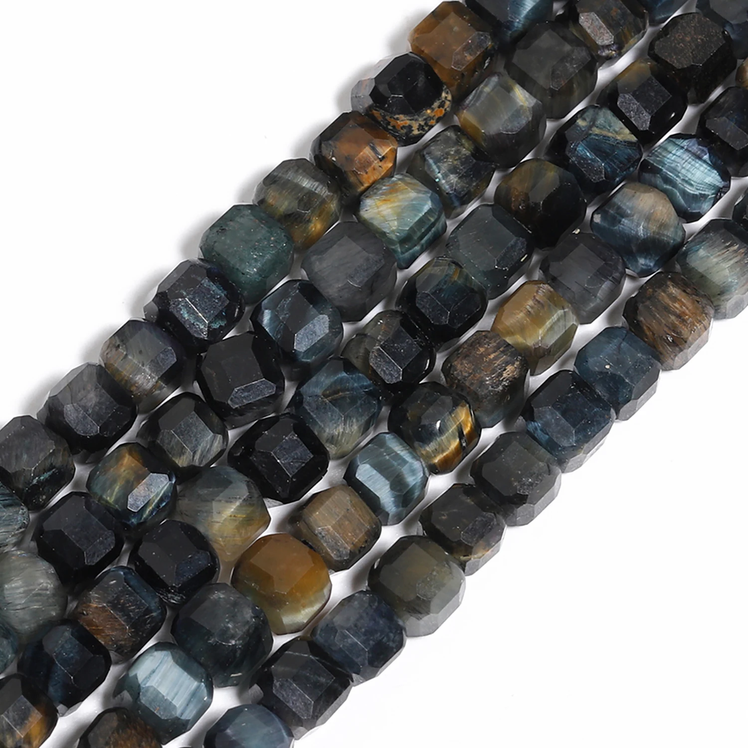 6mm 8mm Faceted Natural Black Tiger Eye Square Stone Beads DIY Bracelet Neckalce Loose Beading For Jewelry Making