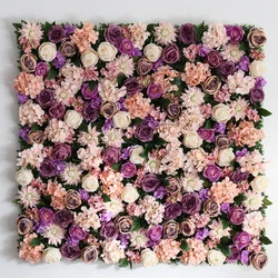 60x40cm Artificial Flowers Wall Panel 3D Flower Backdrop Faux Roses for Background Wall Party Wedding Bridal Shower Decoration