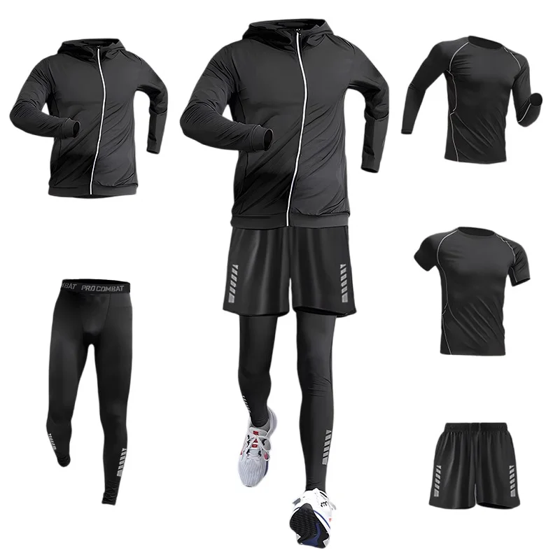 AliExpress Running sportswear set men's autumn and winter fitness wear fast dry clothes professional training morning run outdoor cycling