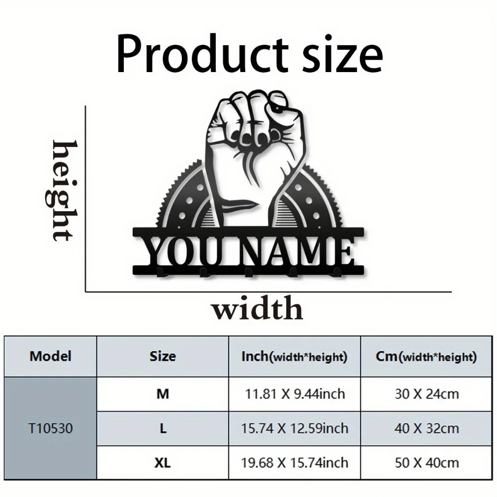 Iron Art Decorative Painting Unique Custom Metal Wall Mounted Key & Coat Organizer with Hooks Ideal Battery - Free Holiday Decor