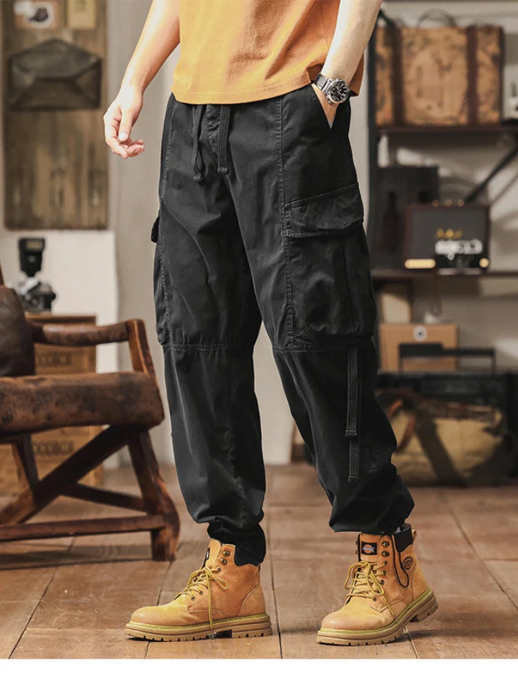 American Retro Multi-Pocket Work Pants Men Casual Trousers Long Loose Splice Street Style Trendy Brand Pocket Pants