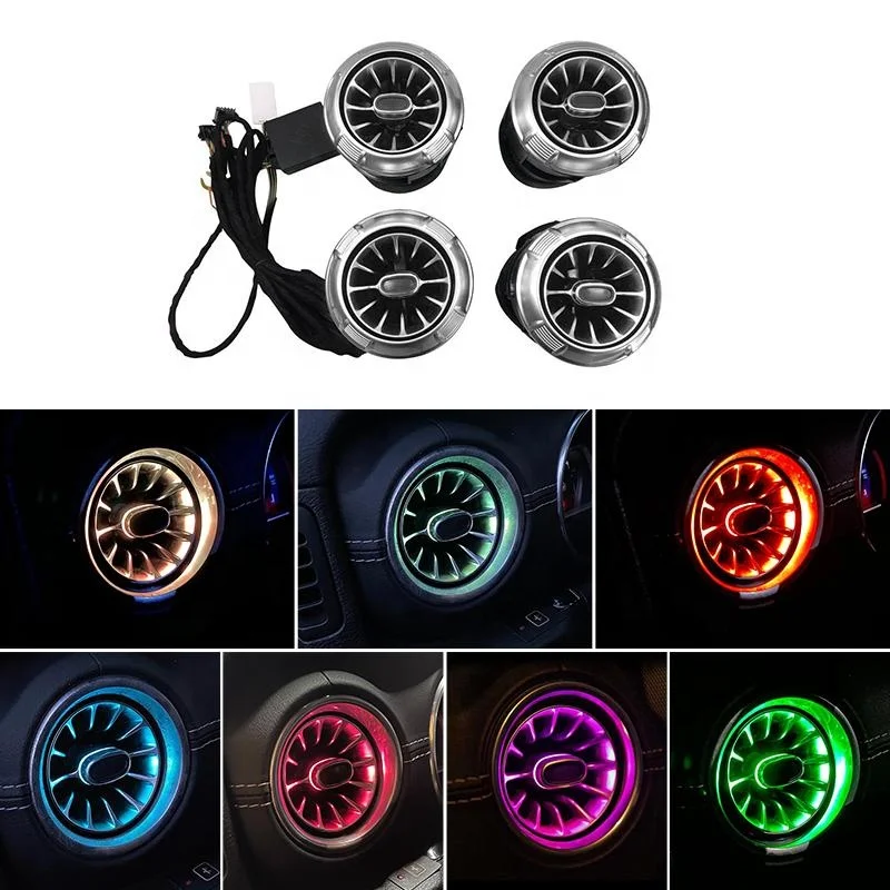 Air Vent LED Atmosphere Lights 32 Colors Ambient Light Turbine Outlets Lamp Air Conditioner Covers for 2011-2017 Jeep Wrangler J