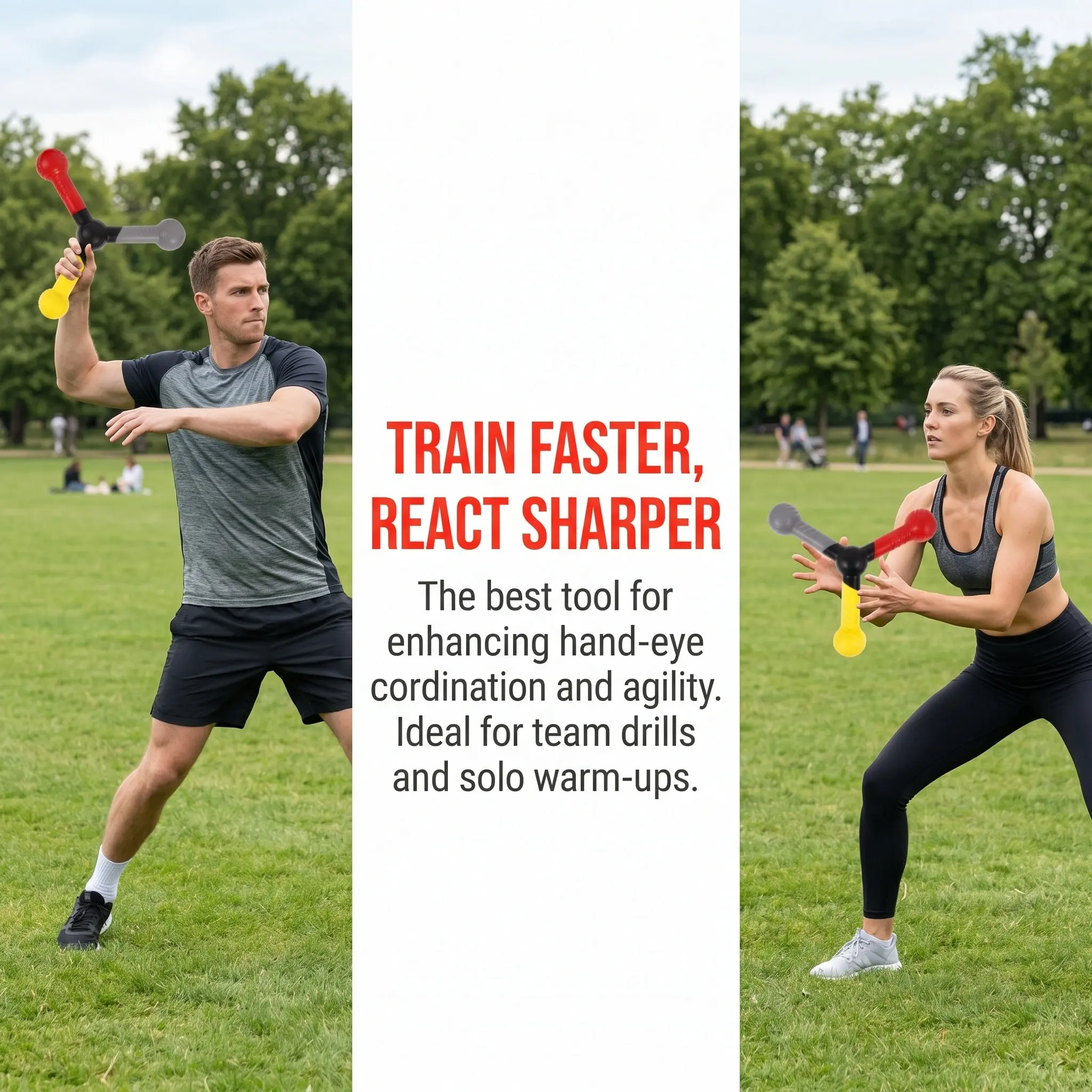 Colored Reaction Training Stick Multi-Handle Ergonomic Design for Hand Eye Coordination Reflex Agility Speed Training Tool