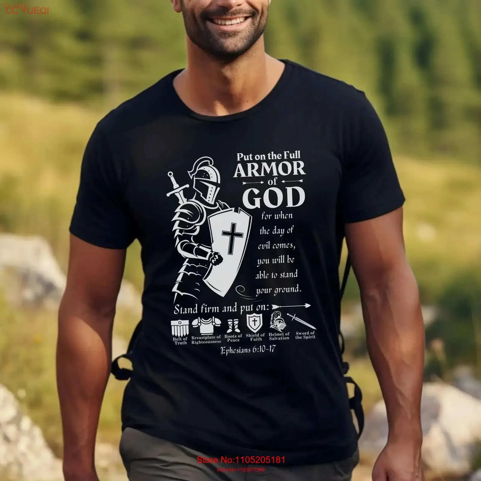 Clothe Yourself in The Full Armor of God Ephesians 6 10 Christian T Shirt Inspiring Bible Verse Scripture vintage Washed homme