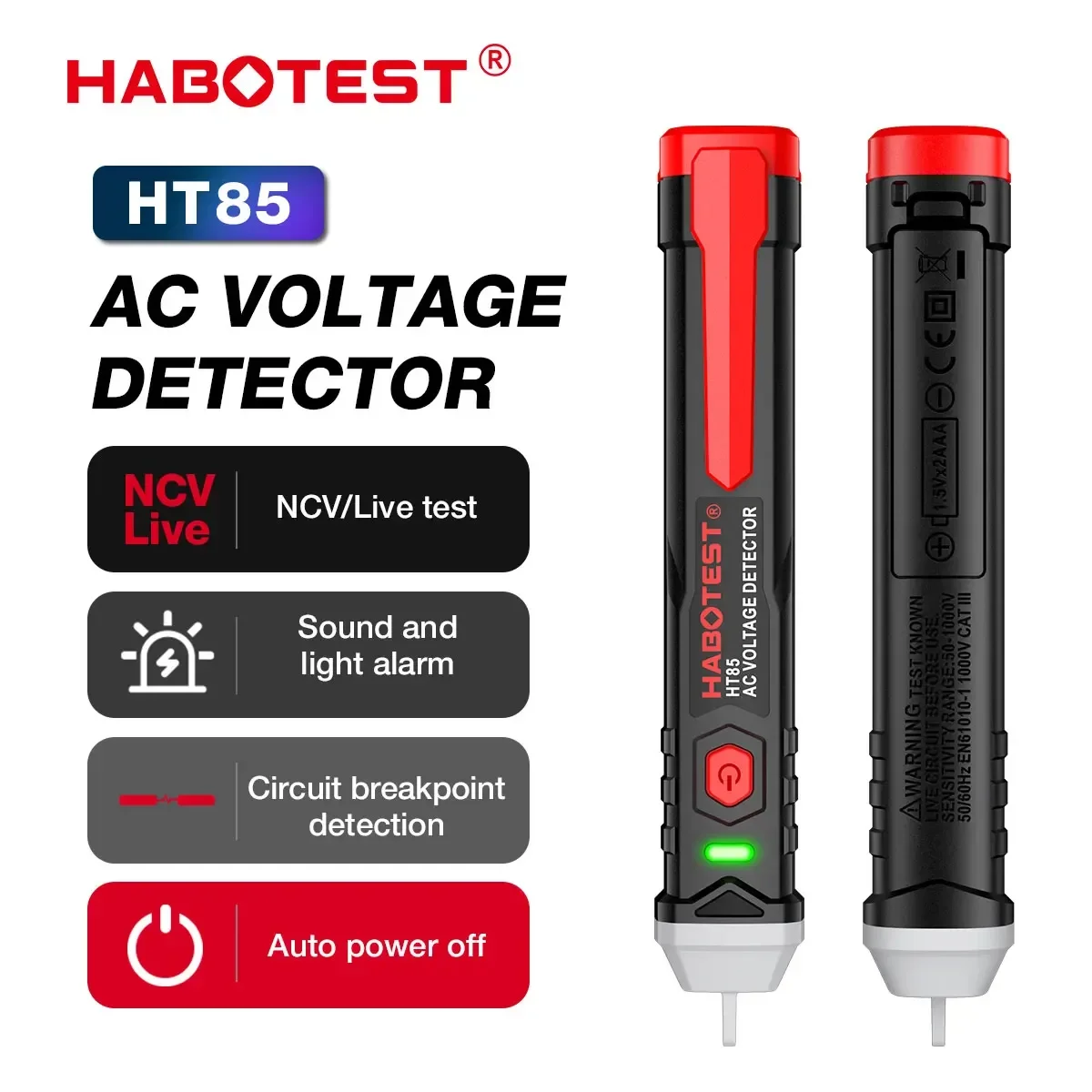 HABOTEST HT85 AC Voltage Tester Non-Contact Voltage Tester Pen Meter 70-1000V Electric Sensor Test Pencil Voltage Indicator