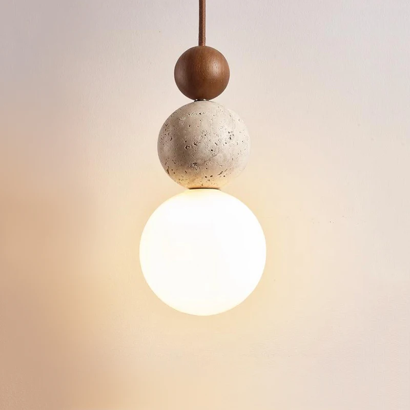 lampada pingente led para decoracao de quarto estilo nordico wabi sabi tufo amarelo redondo cabaca simples iluminacao do apartamento simples 01