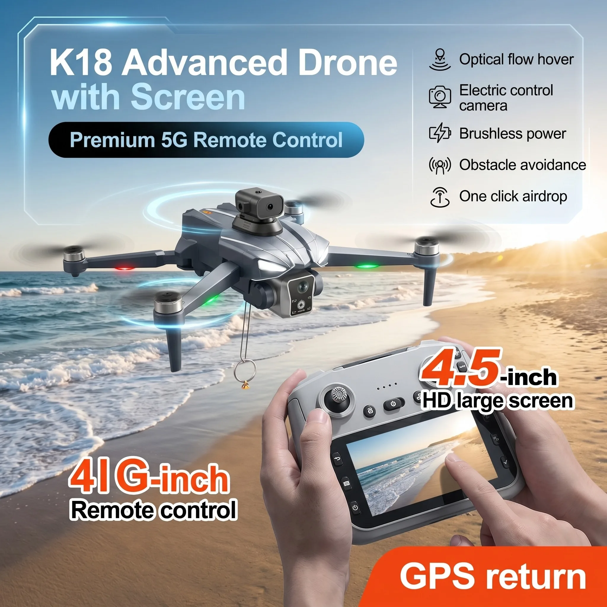 2026 New K18 MAX 8K Drone Cam 360° Obstacle Avoidance Panoramic Shooting 5G GPS Brushless Motor With Screen Remote Control Drone