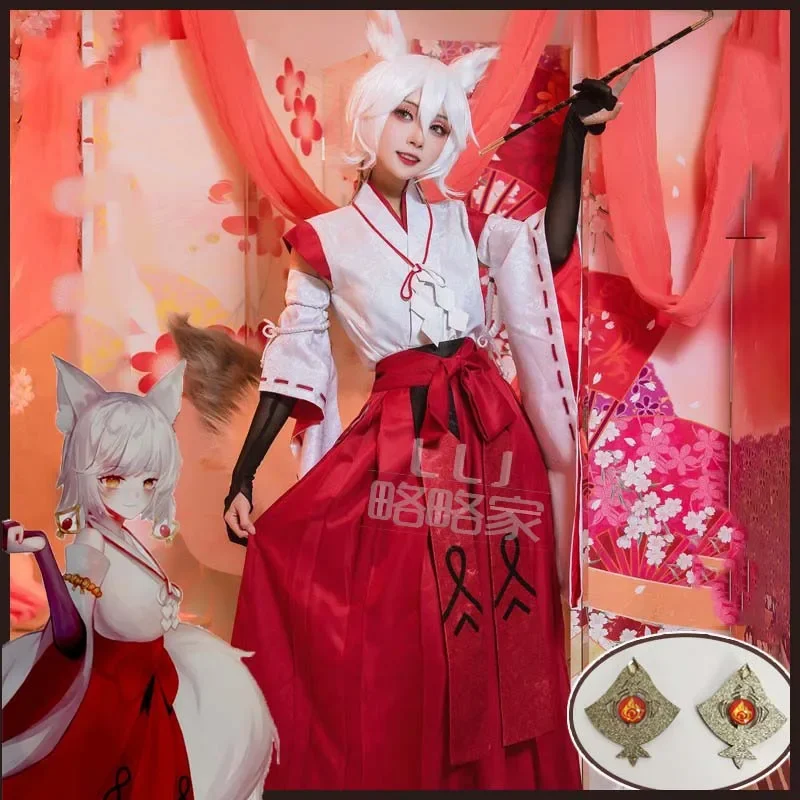 

Genshin impact lnazuma kitsune saiguu cosplay kimono dress women anime fox ears cosplay fairy costume full set