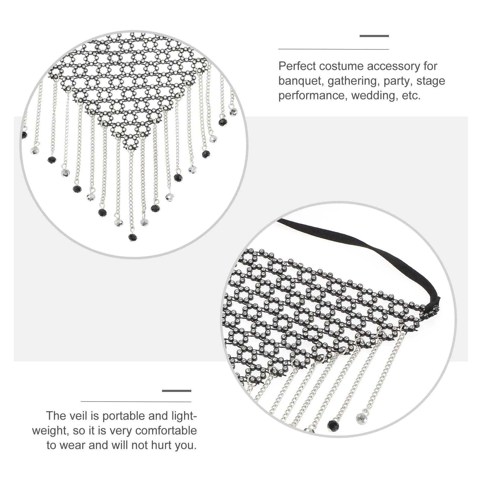 

Rhinestone Chain Mask Lightweight Masquerade Crystal Face Jewelry Party Costume Accessories Banquet Wedding Stage Performance