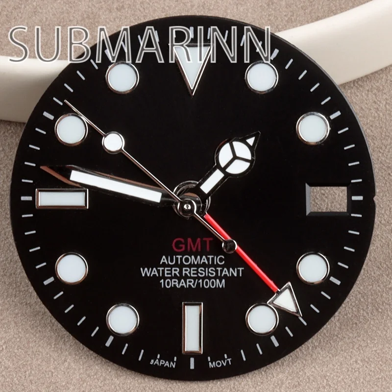 28.5mm Dial NH34 For GMT 4 Hands Blue Luminous 3 O’clock Date For NH34 Movements Men’s  Watch Repair Tools