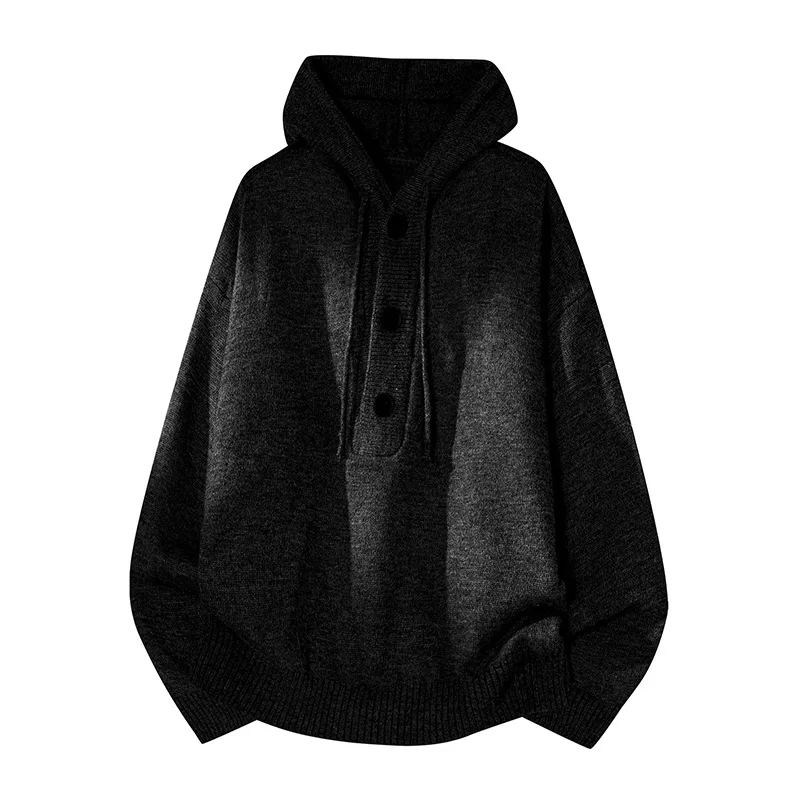 

Men's Knitted Long Sve Sweater Spring Autumn 2025 New Loose Fit Hooded Color American Retro Sle Casual Wear