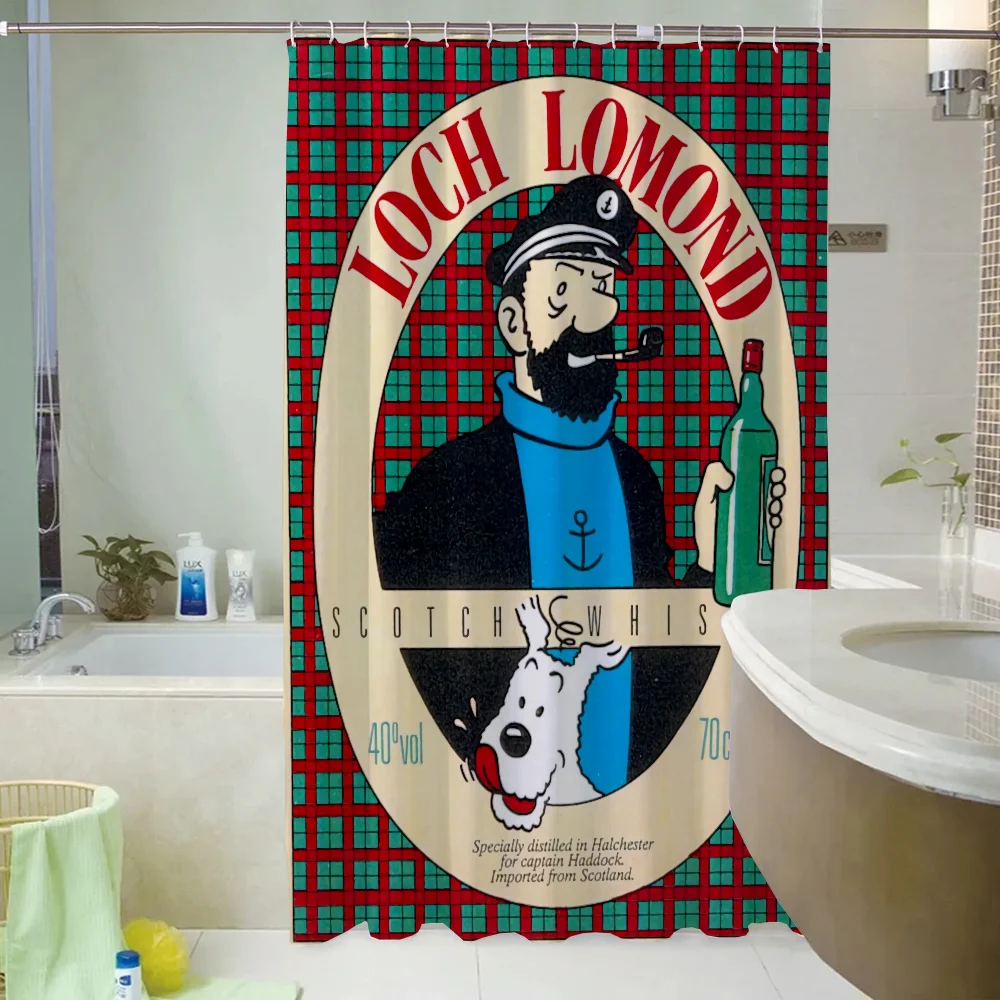 The Adventures Of Tintin Bathroom Shower Curtain Waterproof Opaque Curtains Accessories Bath Bedrooms Home Fabric Shade Products