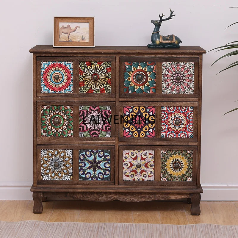 

SGF retro solid wood chest cabinet painted living room storage drawer storage cabinet