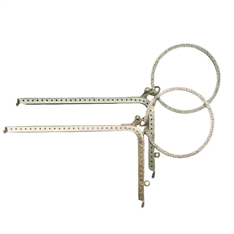10PCS 18.5cm L Shape Embossed Bronze Light Gold Right Angle Coins Purse Frames DIY Metal Kiss Clasp Bag Accessory for Sewing