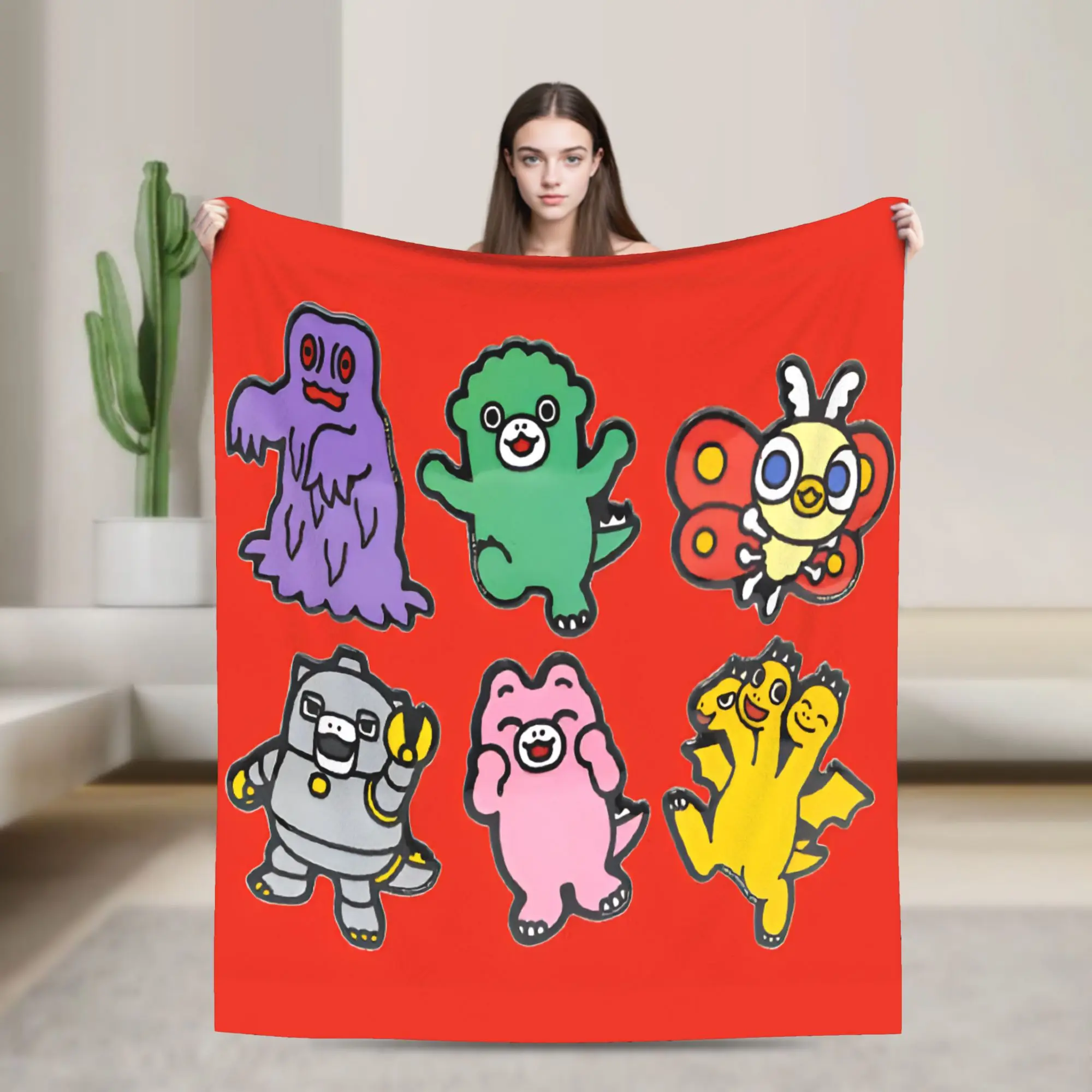 Chibi Monster Raids Again Blankets 90s Flannel Novelty Warm Throw Blankets for Home  Winter