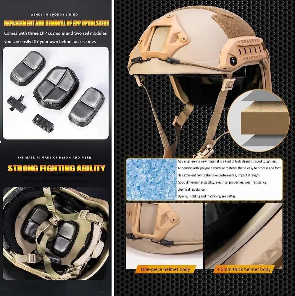 Zestaw Hełmu Taktycznego Airsoft Fast Helmet z Zestawem Słuchawkowym, Okularami Ochronnymi, Model NVG, Pełna Maska na Twarz do Gier CS, Survivalu i Treningów