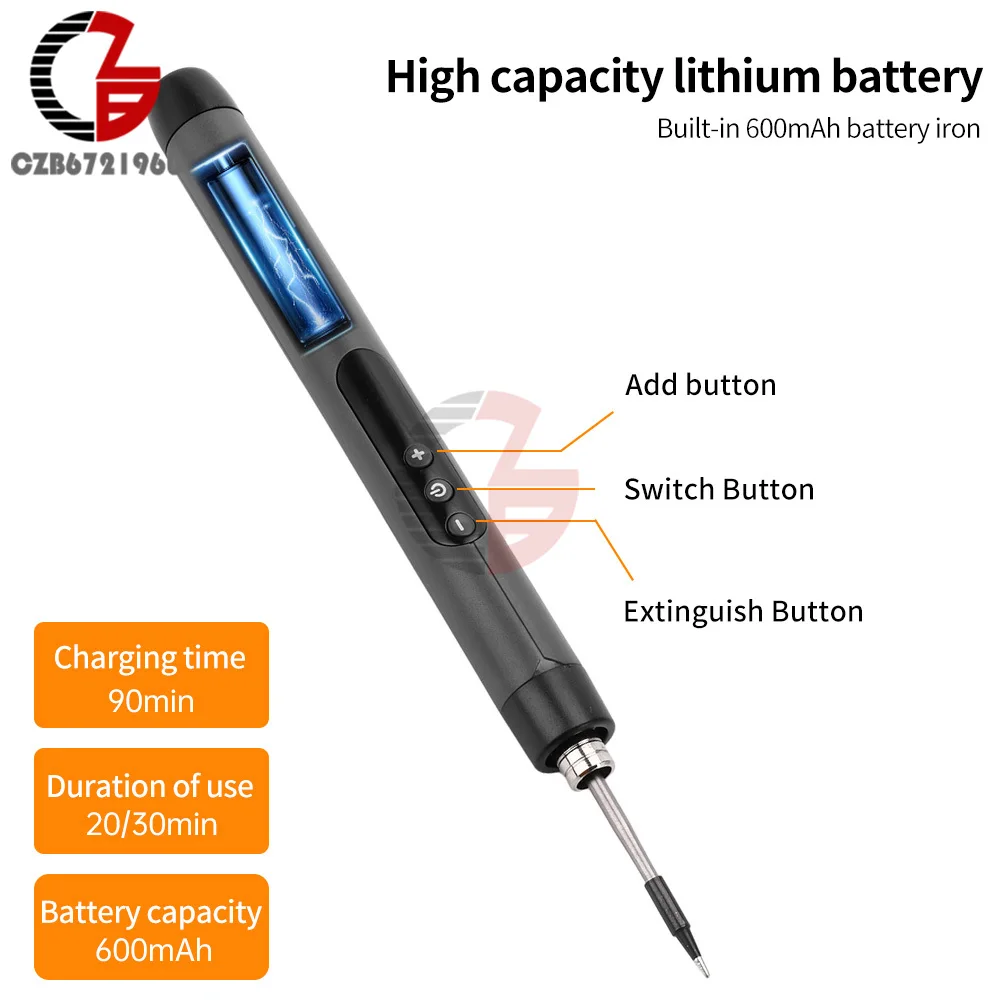 Imagem -03 - Conjunto de Ferro de Solda Elétrico Usb sem Fio Temperatura Ajustável Aquecimento Rápido Ferramentas Portáteis Digitais Inteligentes