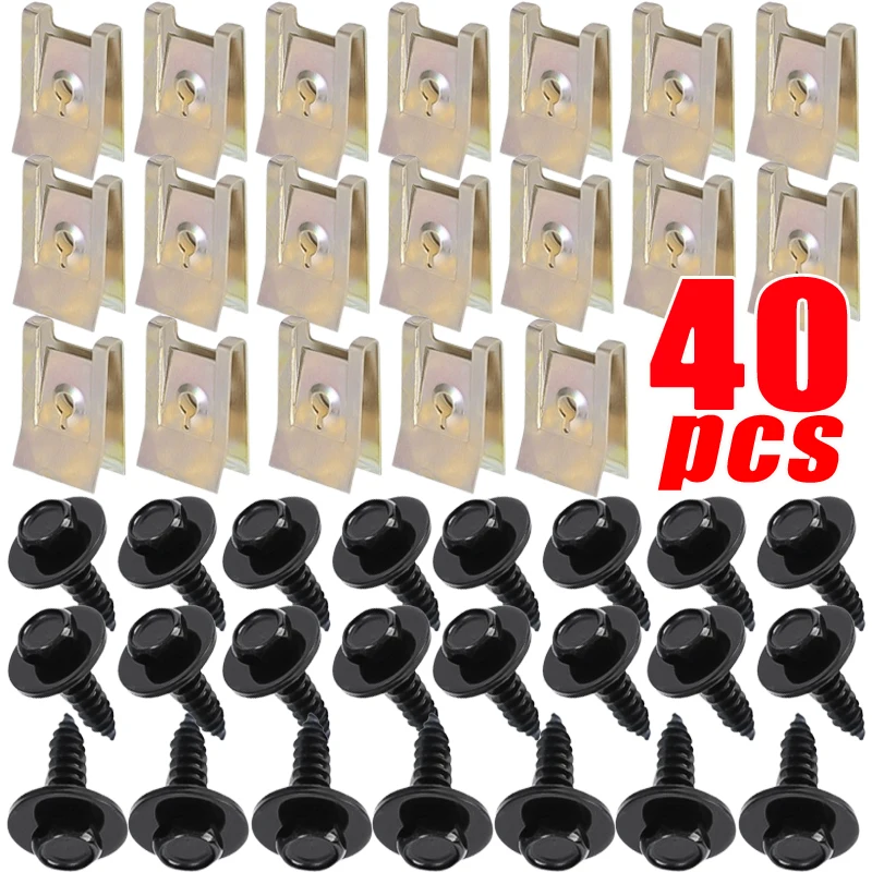 20/40pcs Mixed car Metal Screws Self-Tapping Fasteners Clip U Clip Car Fender Bumper Phillips Head Screws For BMW