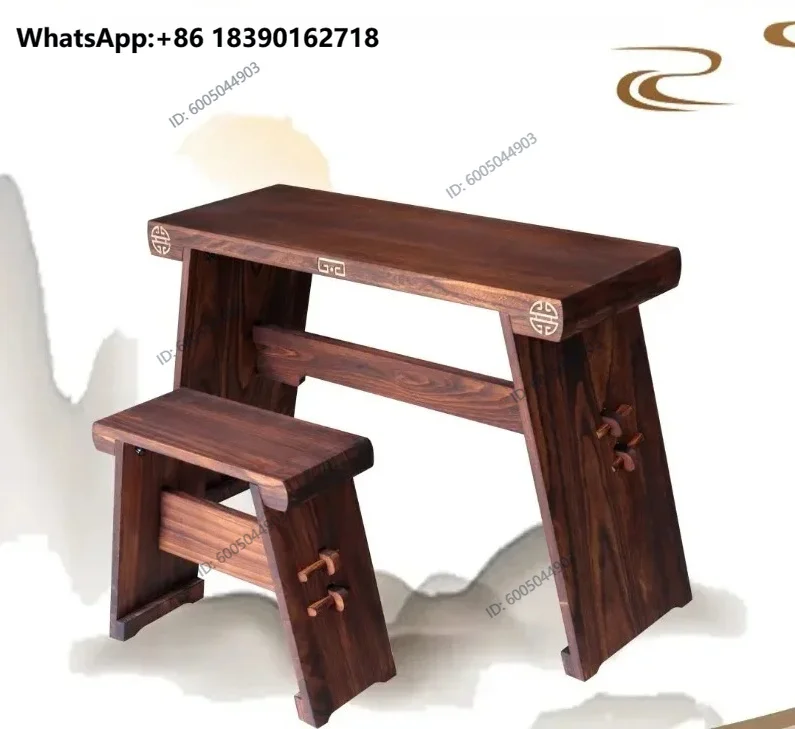 Guqin Table and Bench, Paulownia Solid Wood Desk, Portable Tea or Sinology Desk, Antique Resonance Box, Traditional Furniture