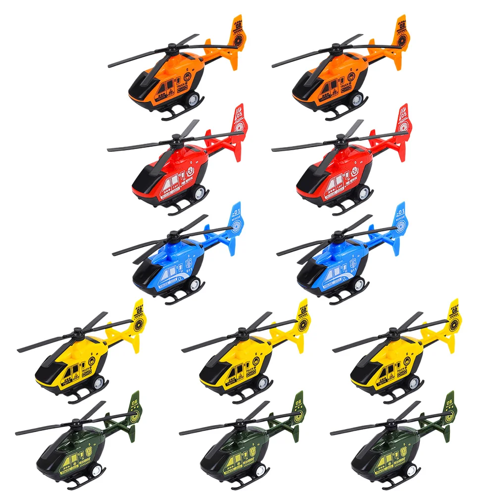 12 Pcs Helicopter Pull Back Toddler Childrens Toys Airplanes Playset Abs for Kids