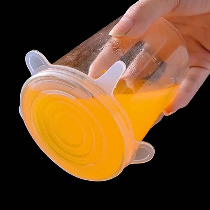 New 6pcs Silicone Covers Adaptable Silicone Lids Universal Dish Stretch Keeping Fresh Airtight Cover Silicone Food Lids
