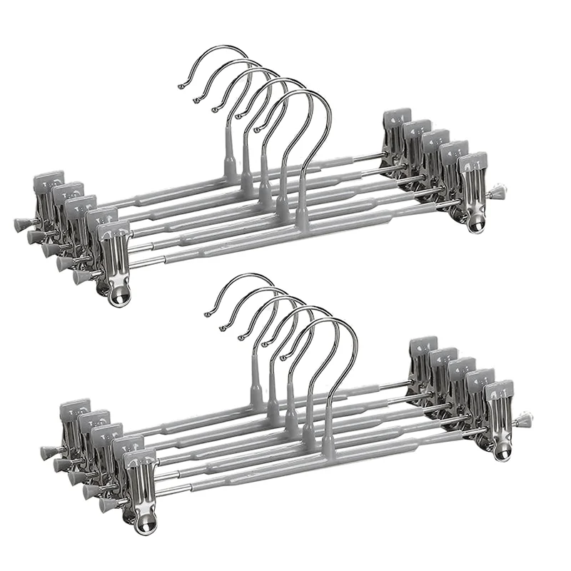

ZZ-12Inch Heavy Duty Pants Skirt Hangers With Clips Fit For Jeans Black Non Woven Shorts 10Pack Grey
