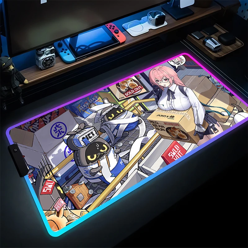 LED-muismat Rubber Tsukishiro Yanagi Gamer Bureaumat RGB Computer Zenless Zone Zero Toetsenbord Pad Gaming Accessoires Muismat