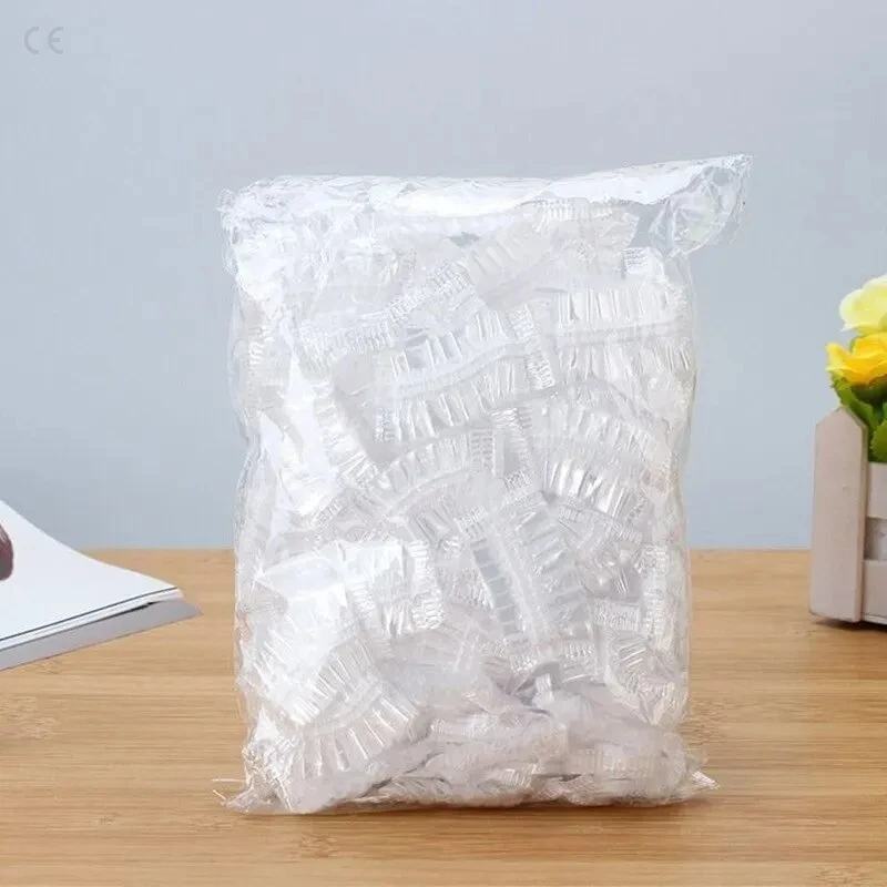 100 قطعة المتاح الشعر غطاء للأذنين صبغ شفاف مطاطا دش صبغة شعر حماية أداة درع مقاوم للماء Earpack البلاستيك التفاف #2