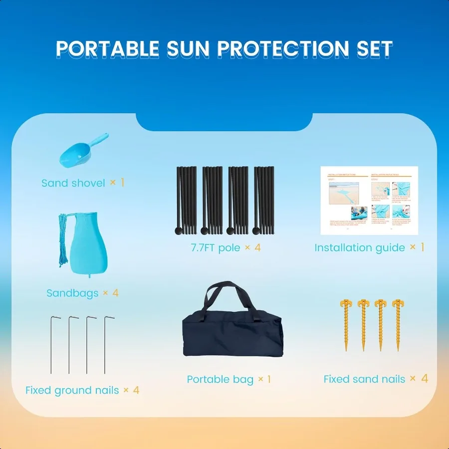 Tenda da spiaggia Tenda da sole 10x10FT Tenda da spiaggia con 8 sacchi di sabbia Protezione UPF 50+ Tenda da spiaggia Tenda da esterno per spiaggia