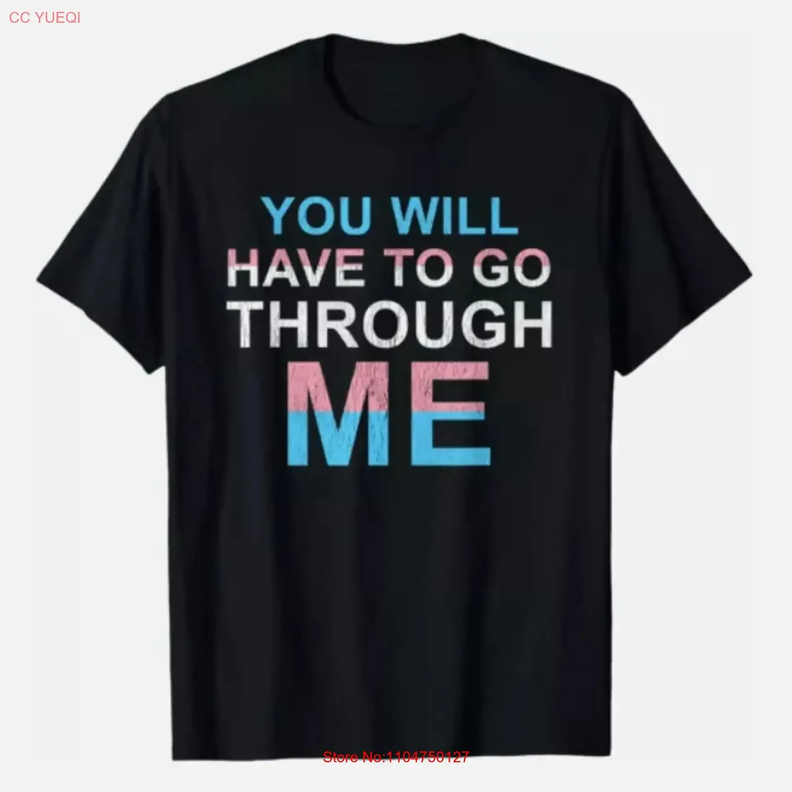You Will Have To Go Through Me LGBTQ Trans Ally Statrement T Shirt vintage Washed Comfortable Top For Everyday Wear Casual