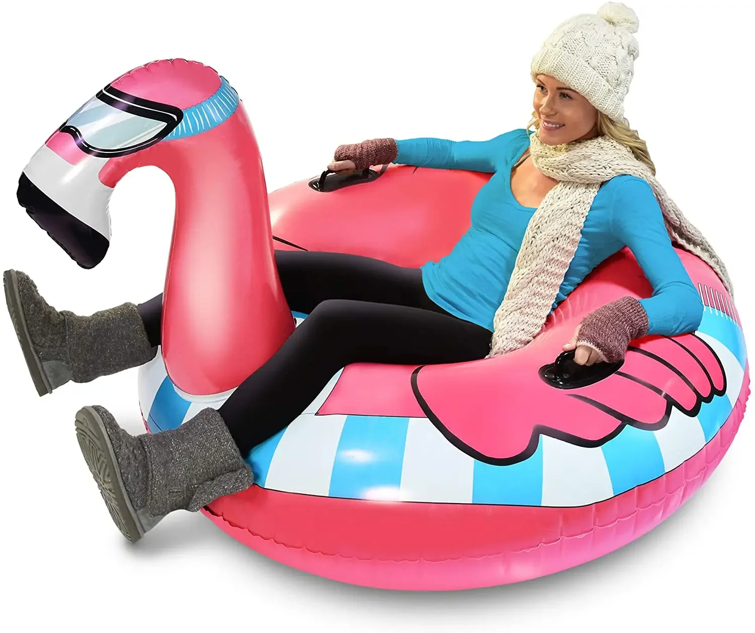 

Flamingo Winter Snow Tube - Inflatable Sled For Kids And Adults