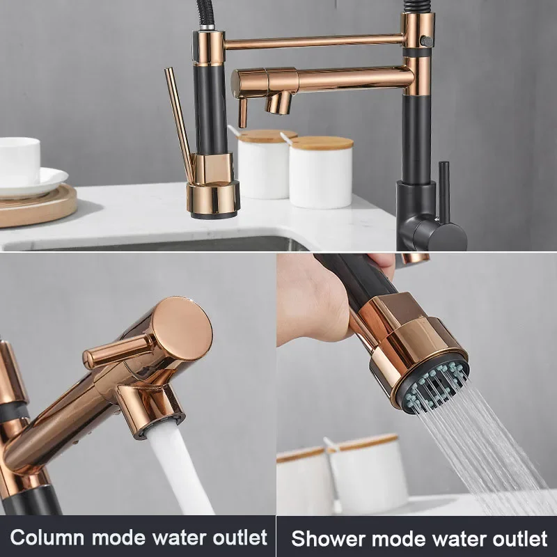 GEGVE Kitchen Faucets Removable taps Brush Brass faucet Water hydrant robinet for kitchen accessories Pull Out Spout Hot Cold