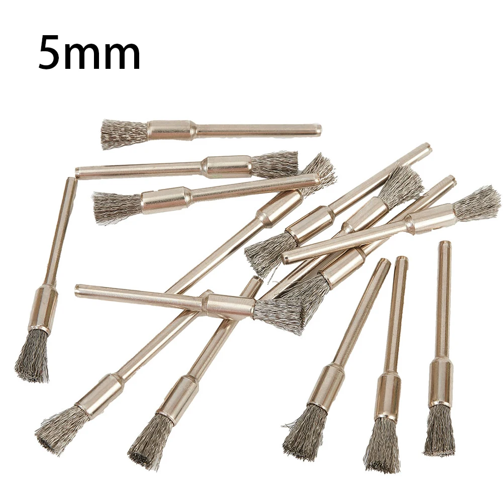 Stainless Steel Wire Brush, 5mm Diameter, 15PCS/Set, Suitable for Aerospace, Factory Maintenance, and Metal Manufacturing