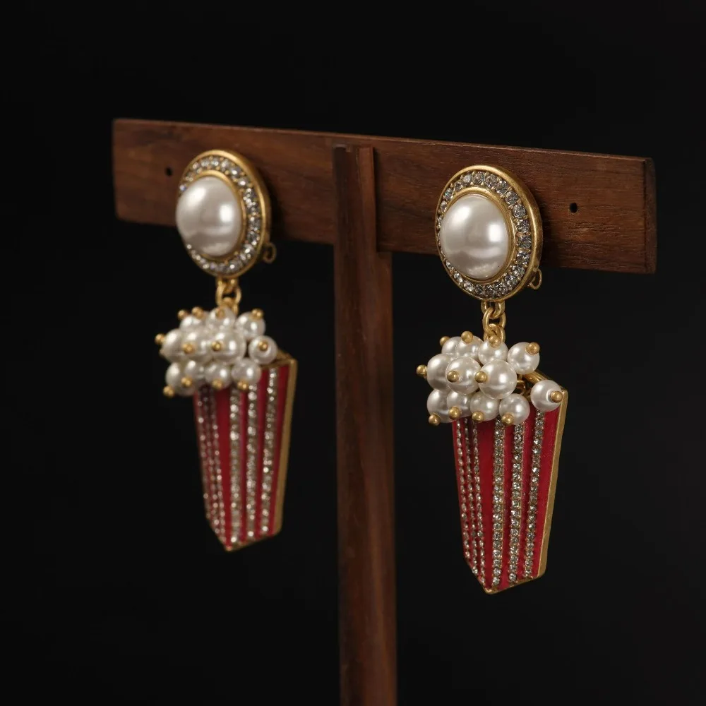 2025 New Autumn Winter Imitate Pearl Popcorn Design Dangle Earrings, Fashion Light Luxury Unique Design Statement Earrings Women