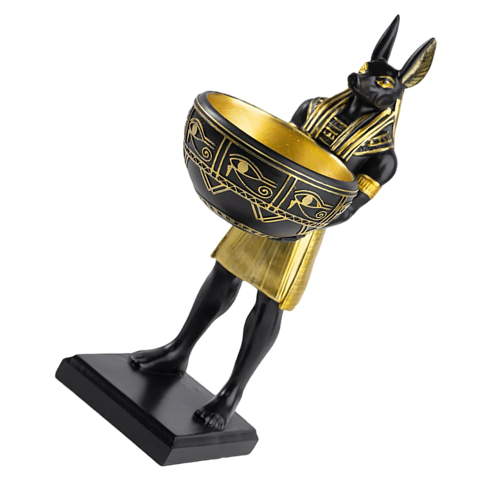Egyptian Anubis Statue Resin Decorative Catchall Tray Desk Organizer Jewelry Ring Key Holder Entryway Candy Dish