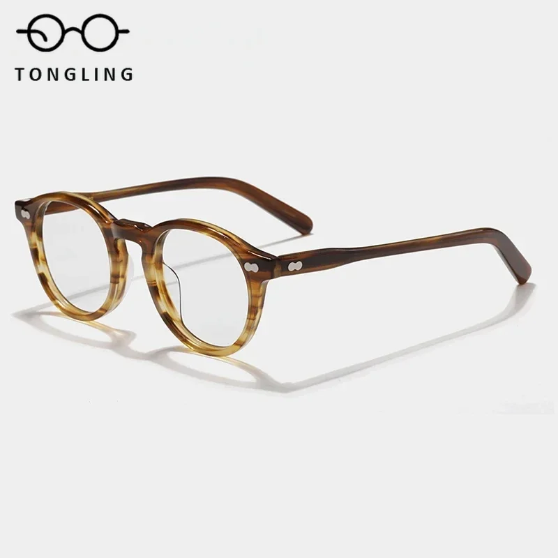Fashionable Men Tortoiseshell Small Round Handcrafted High-Quality Acetate Women Personalized Classic Multi-Color Glasses Frame