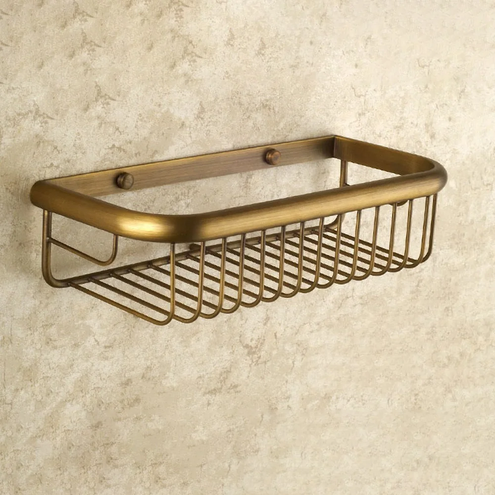 

11,8 дюйма (300 мм) античная латунь настенная одноуровневая корзина для хранения мыла/губки для душа аксессуары для ванной комнаты tba523
