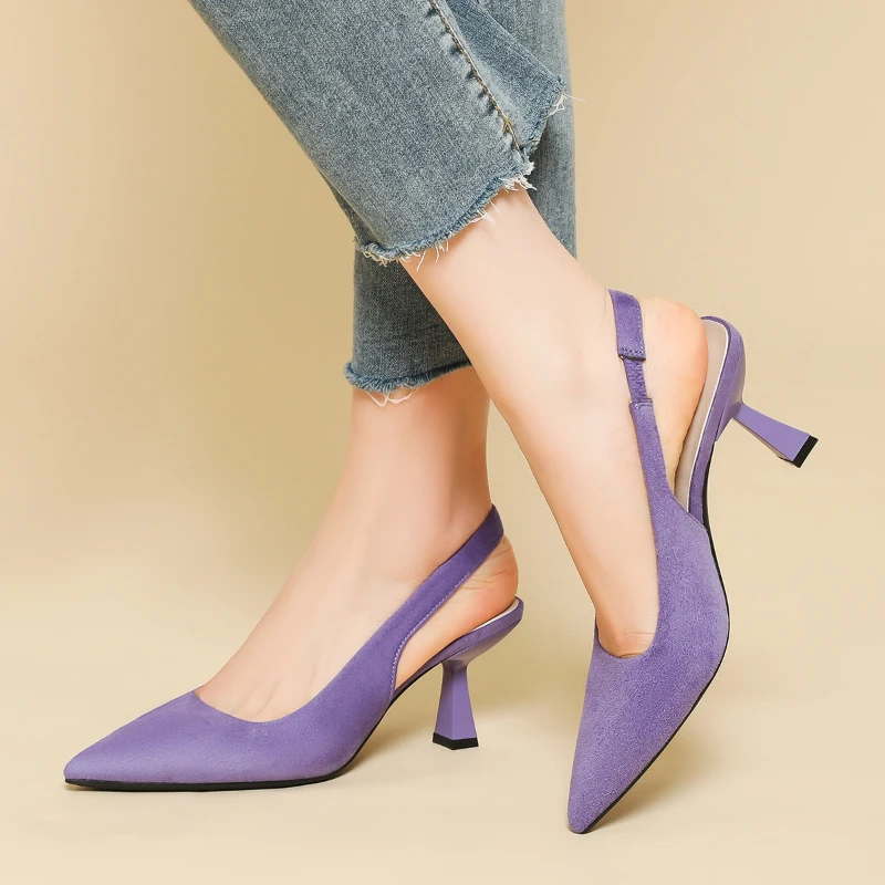 

Pointed Toe Backless Sandals Solid Velvet Closed Toe Thin Heel High Heels French Aesthetic Design Stunning Elegant Fashion Party