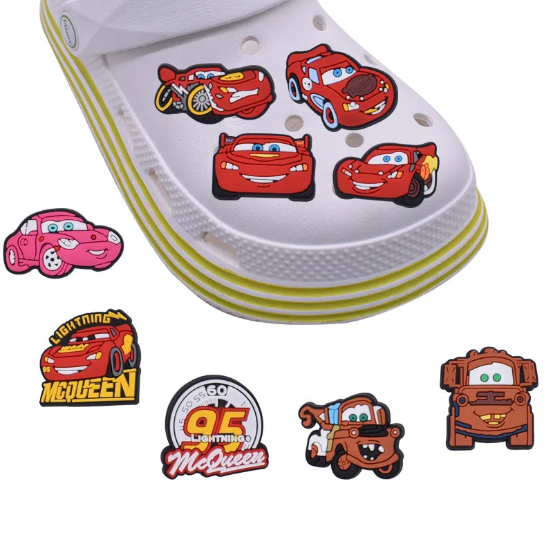 Cute Cartoon Racing Car Shoe Charms for Clogs Sandals Decorations Shoes Accessories Girls Garden Shoes Decor Kids Couples Gifts