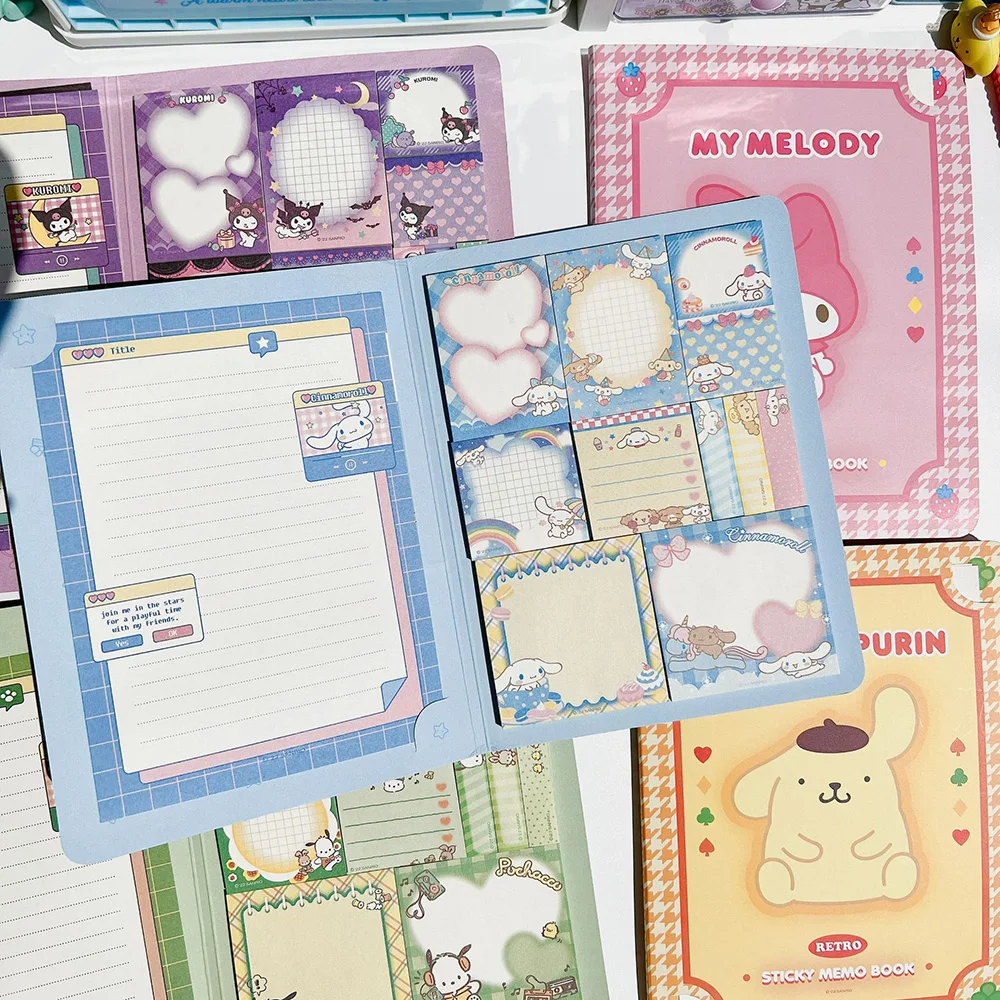 

Sanrio Kawaii Anime Convenience Books Kuromi Cinnamoroll Melody Note Books Paste Notepad Cartoon Letter Paper Student Stationery