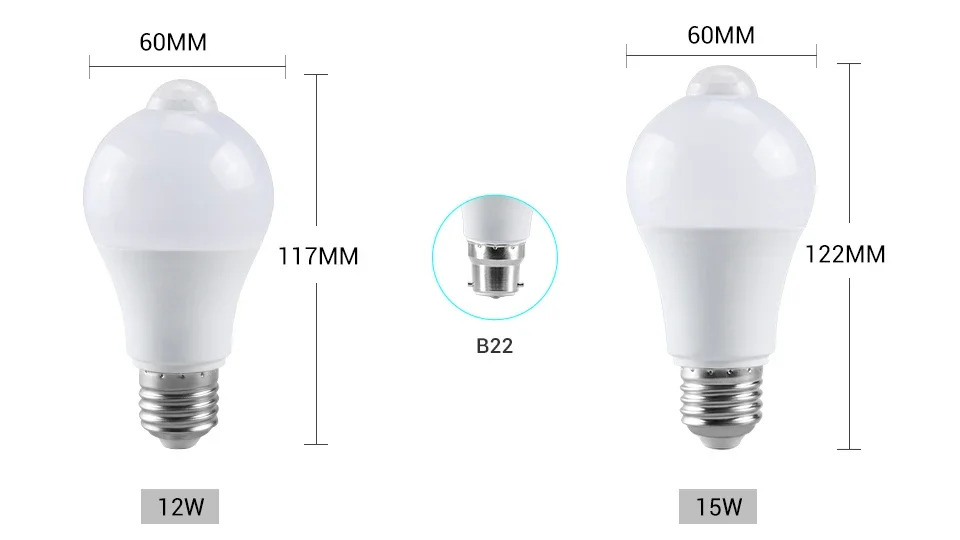 Motion Sensor Night Lamp 85-265V B22 E27 LED Bulb Human Infrared Sensor Night Light for Stairs Corridor Porch Garage Auto ON/OFF